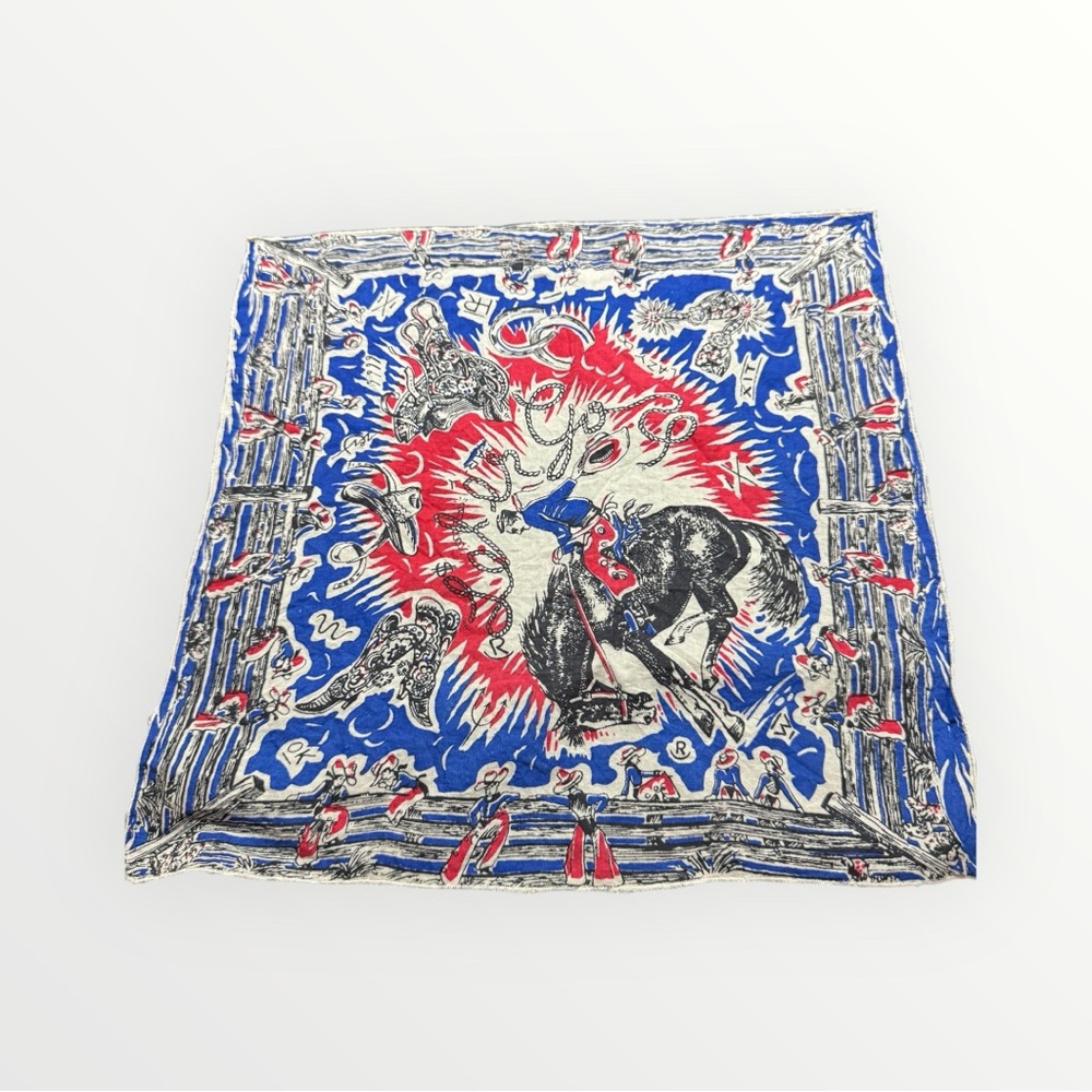 Vintage Americana Western Bandana – Cowboy, Bronco‎ & Rodeo Scene